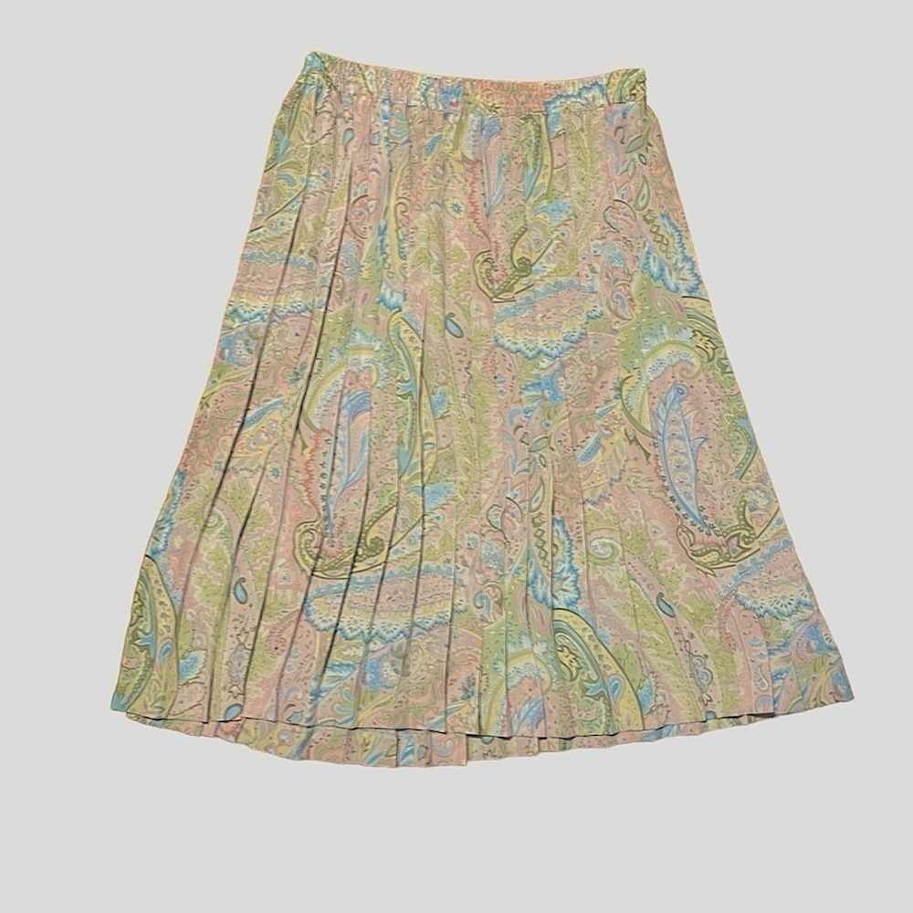 Vintage Alfred dunner pastel paisley pleated flowy  girlycore spring skirt